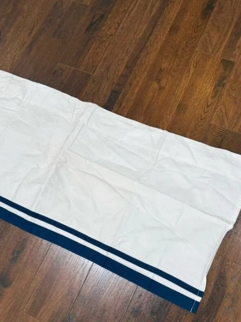 Pottery Barn Kids Harper White Valance with Navy Trim